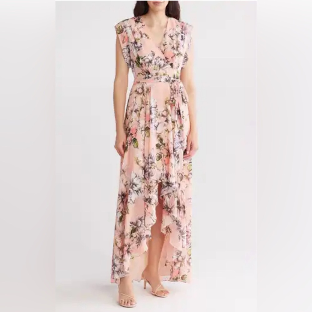 Eliza J Blush Floral High-Low Maxi Dress Size 6  Petite  NWT